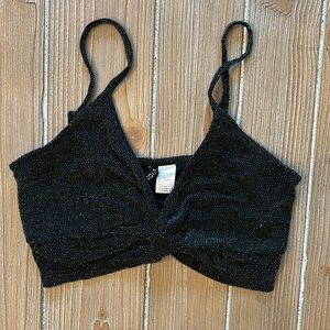 H&M Black Sparkle Twist Bra Top Size Medium